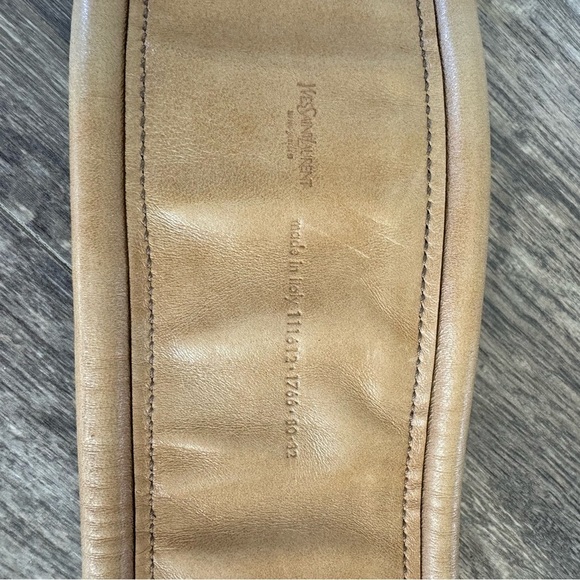 Vintage YSL Genuine Leather Wide Belt - Tan and Silver Hardware - Size: Small main image 10